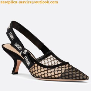 Replica Dior J'Adior Slingback Pumps 65mm In Black Micro Mesh 2