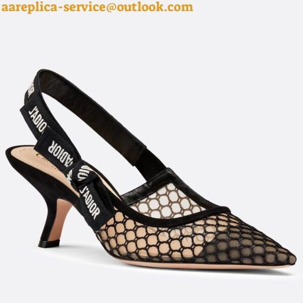 Replica Dior J'Adior Slingback Pumps 65mm In Black Micro Mesh 4