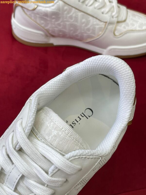 Replica Dior One Sneakers in White and Gold Oblique Perforated Calfskin 12