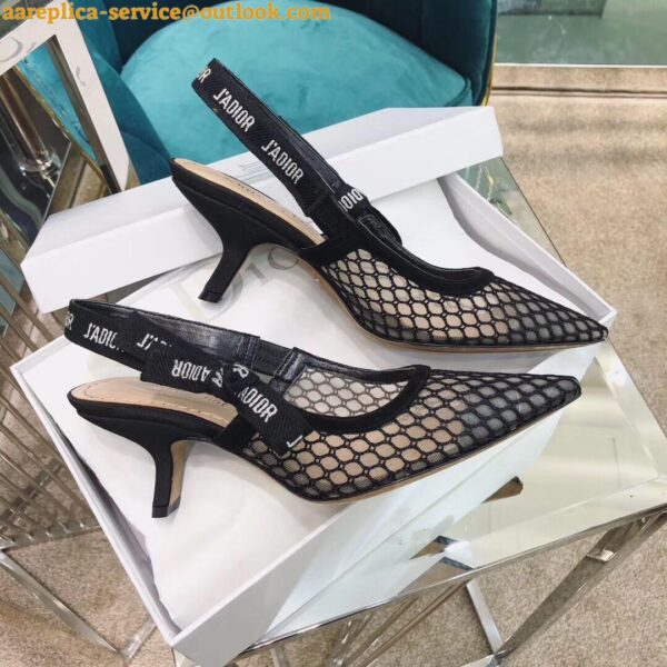 Replica Dior J'Adior Slingback Pumps 65mm In Black Micro Mesh 5