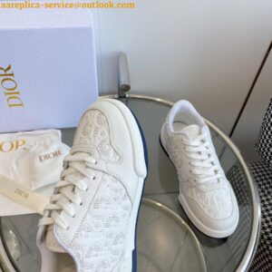 Replica Dior One Sneakers In White Oblique Perforated Calfskin