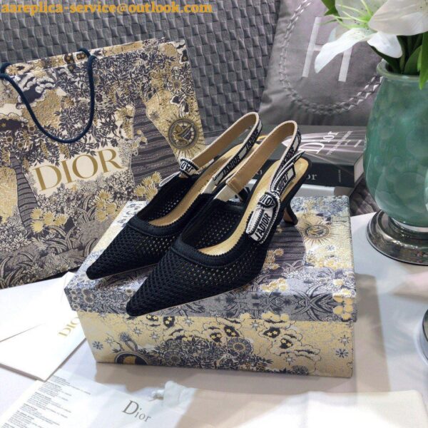 Replica Dior J'Adior Slingback Pumps 65mm In Black Micro Mesh 7