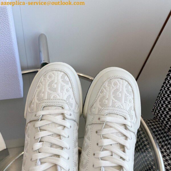 Replica Dior One Sneakers In White Oblique Perforated Calfskin 8