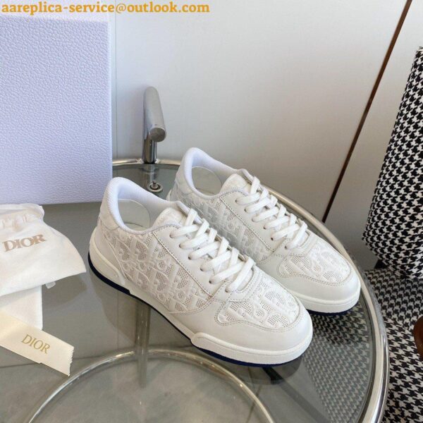 Replica Dior One Sneakers In White Oblique Perforated Calfskin 9