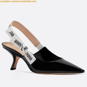 Replica Dior J'Adior Slingback Pumps 65mm In Black Patent Calfskin