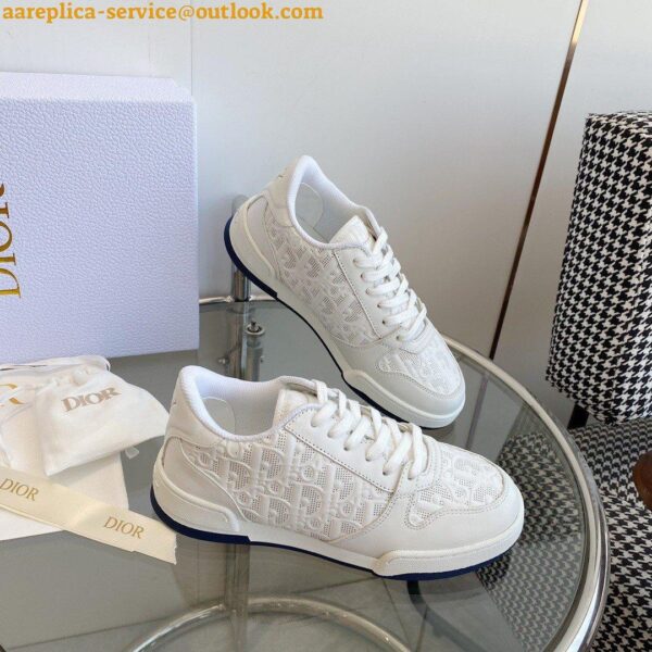 Replica Dior One Sneakers In White Oblique Perforated Calfskin 11