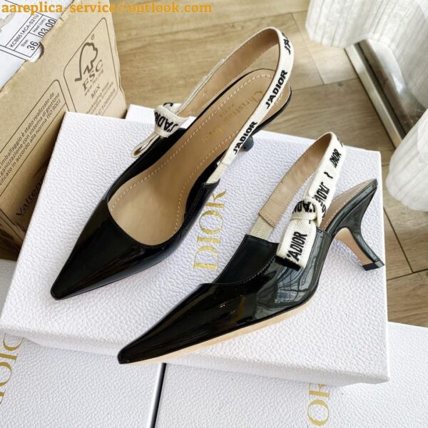 Replica Dior J'Adior Slingback Pumps 65mm In Black Patent Calfskin 2