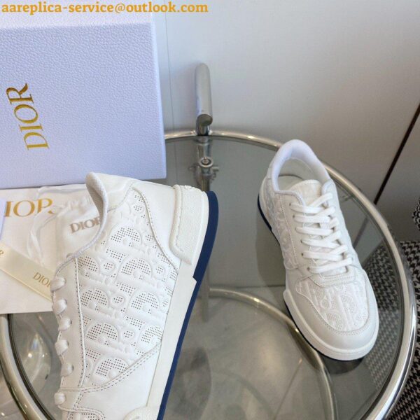 Replica Dior One Sneakers In White Oblique Perforated Calfskin 12