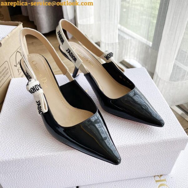 Replica Dior J'Adior Slingback Pumps 65mm In Black Patent Calfskin 3