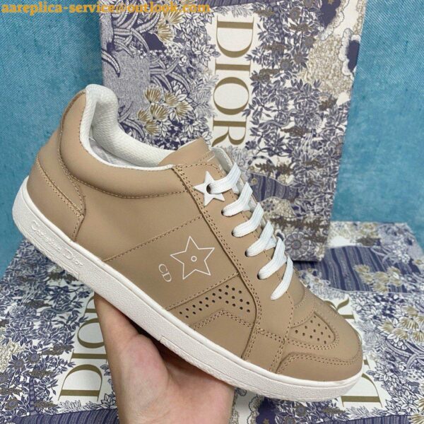 Replica Dior Star Low-top Sneakers In Beige Calfskin 3