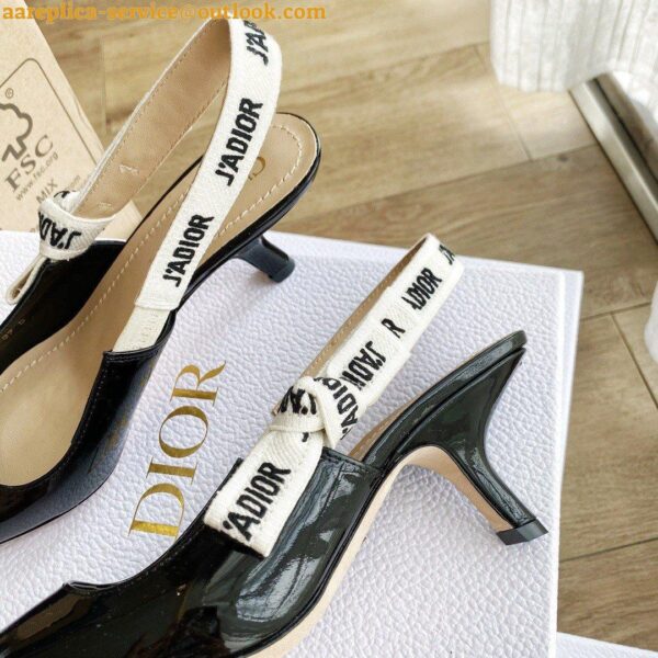 Replica Dior J'Adior Slingback Pumps 65mm In Black Patent Calfskin 4