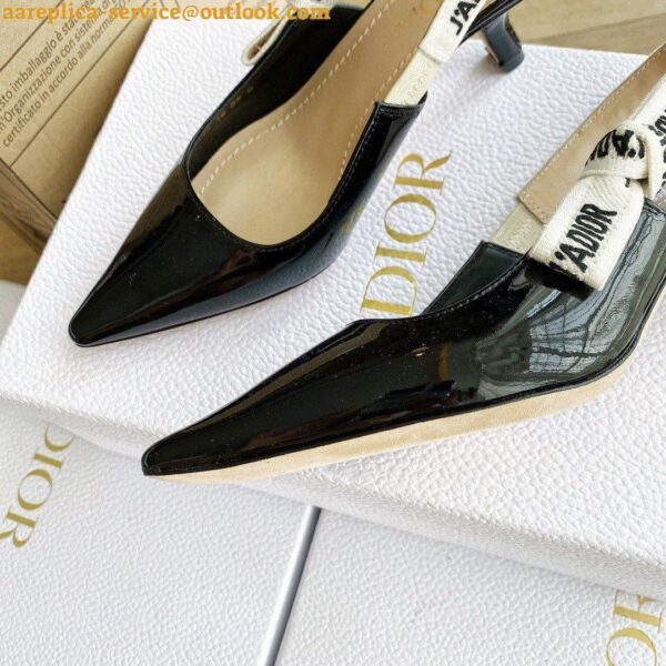 Replica Dior J'Adior Slingback Pumps 65mm In Black Patent Calfskin 5