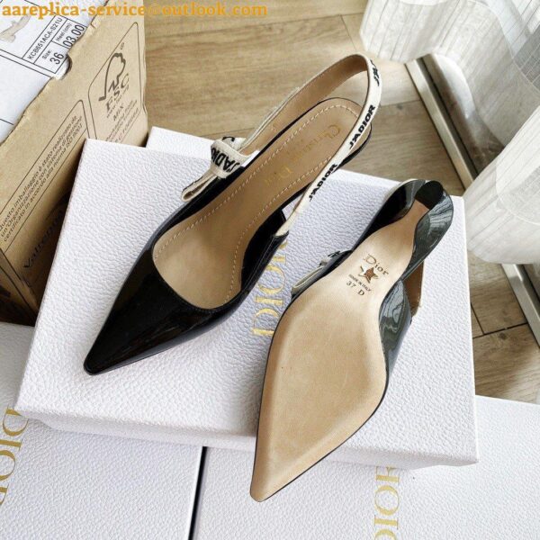 Replica Dior J'Adior Slingback Pumps 65mm In Black Patent Calfskin 6