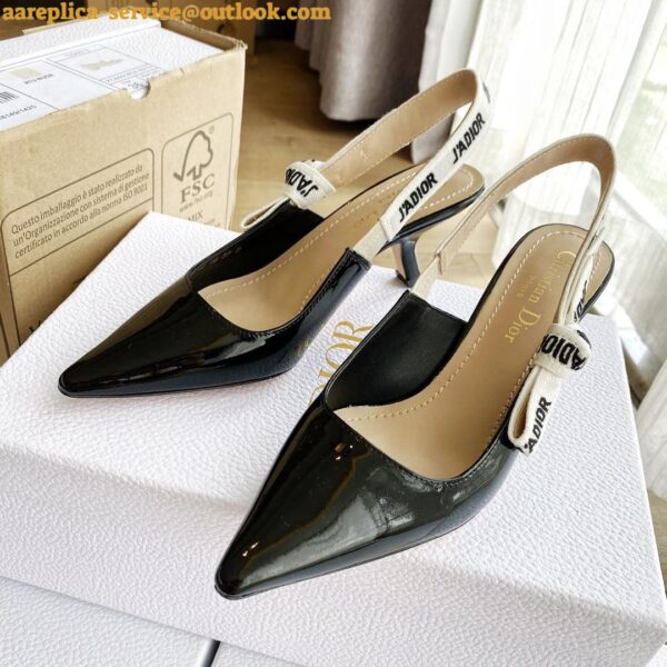 Replica Dior J'Adior Slingback Pumps 65mm In Black Patent Calfskin 8