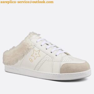 Replica Dior Star Low-top Sneakers in White Calfskin and Shearling