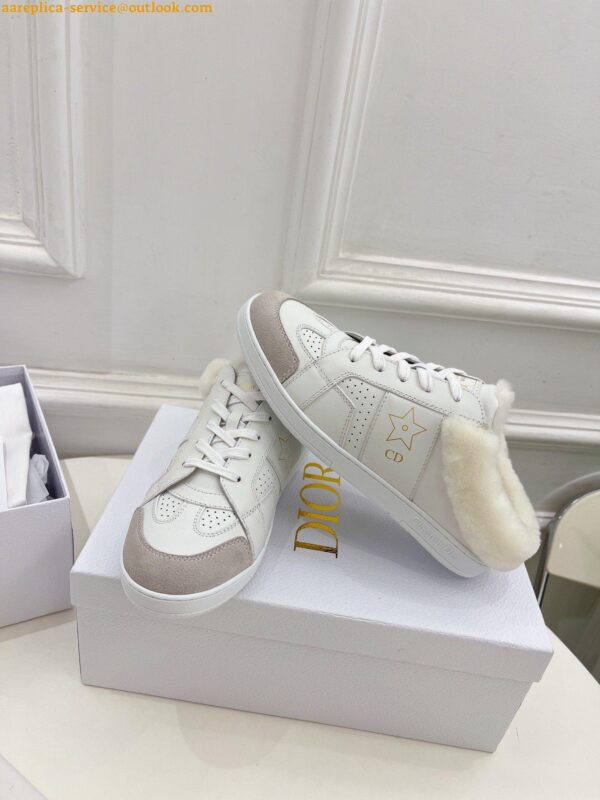 Replica Dior Star Low-top Sneakers in White Calfskin and Shearling 5