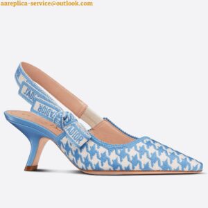 Replica Dior J'Adior Slingback Pumps 65mm In Blue Houndstooth Embroidery