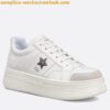 Replica Dior Star Low-top Sneakers in White Calfskin and Shearling