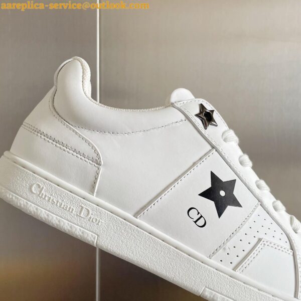 Replica Dior Star Platform Sneakers in White Calfskin with Gold Star 7