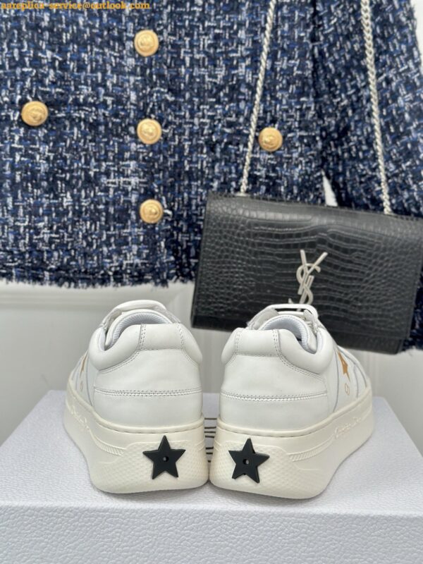 Replica Dior Star Platform Sneakers in White Calfskin with Gold Star 14