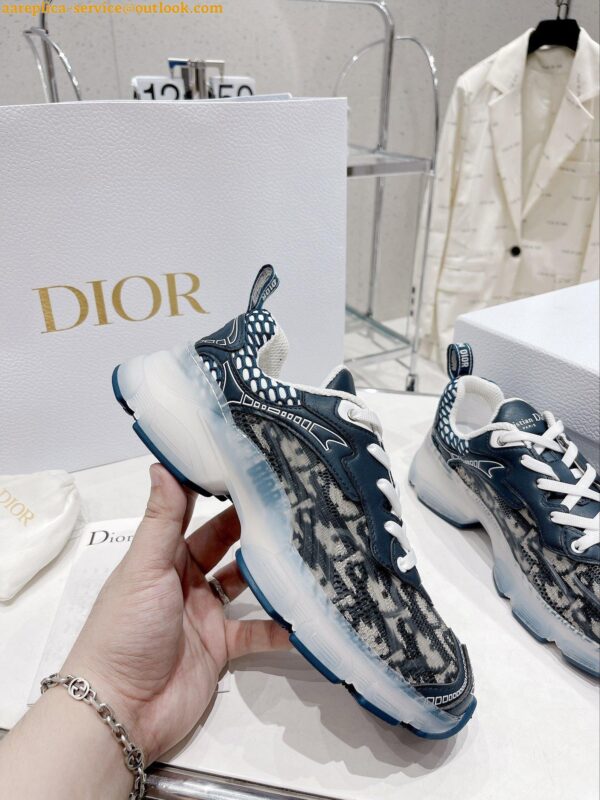 Replica Dior Vibe Sneakers In Blue Dior Oblique Technical Fabric 6