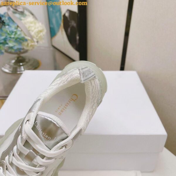 Replica Dior Vibe Sneakers In White Mesh and Silver Leather 5