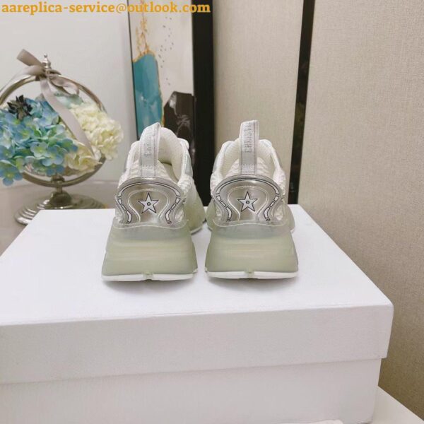 Replica Dior Vibe Sneakers In White Mesh and Silver Leather 8