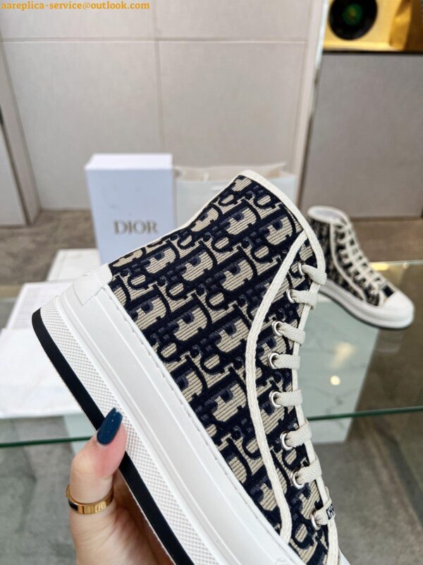 Replica Dior Walk'n'Dior High-top Platform Sneakers In Blue Oblique Embroidered Cotton 8