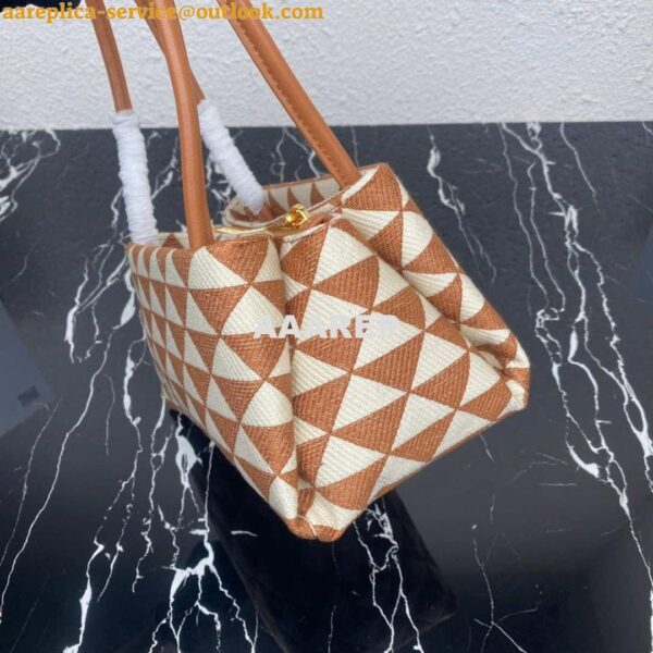 Replica Prada 1BA368 From The Runway Small embroidered fabric Prada Symbole bag Beige and Orange 5