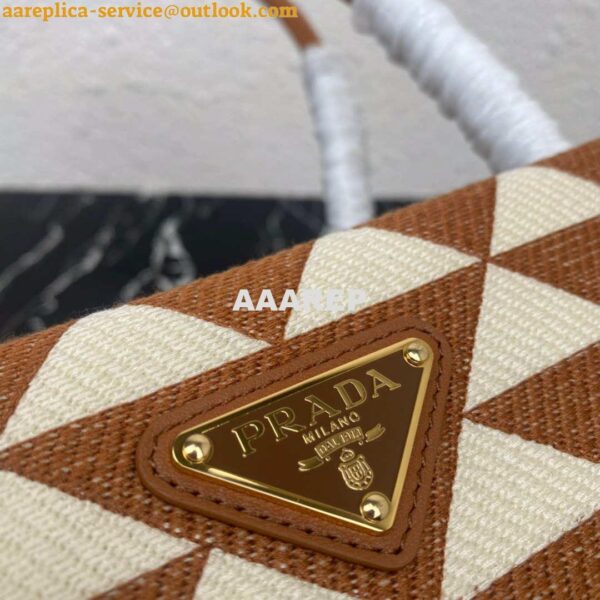 Replica Prada 1BA368 From The Runway Small embroidered fabric Prada Symbole bag Beige and Orange 7