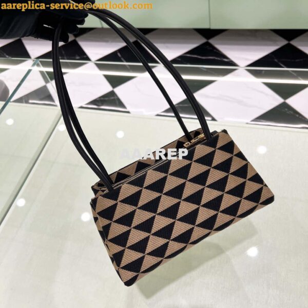 Replica Prada 1BA368 From The Runway Small embroidered fabric Prada Symbole bag Black and Beige 4