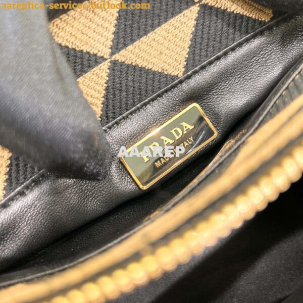 Replica Prada 1BA368 From The Runway Small embroidered fabric Prada Symbole bag Black and Beige 10