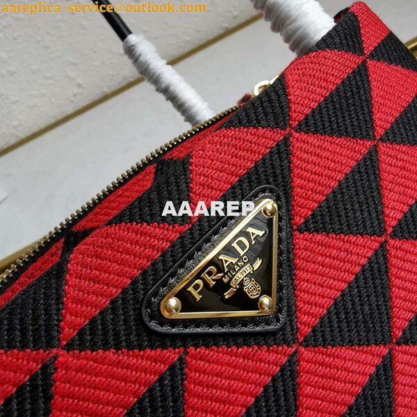 Replica Prada 1BA368 From The Runway Small embroidered fabric Prada Symbole bag Red 10