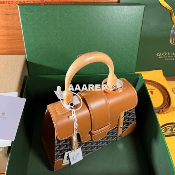 Replica Goyard Sac Saigon Pm Bag BPMLTY07CL07P Black with Brown 3