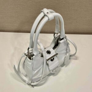 Replica Prada 1BA368 Moon padded patent leather bag White