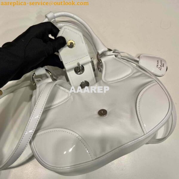 Replica Prada 1BA368 Moon padded patent leather bag White 7