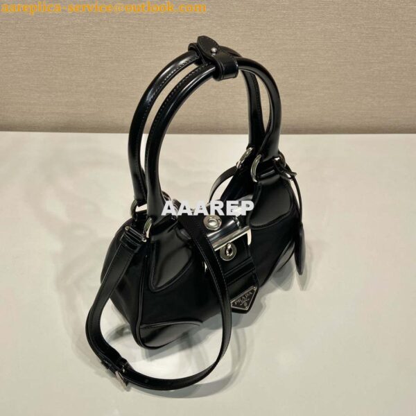 Replica Prada 1BA368 Prada Moon Re-Nylon and leather bag Black 3