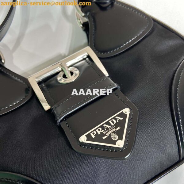 Replica Prada 1BA368 Prada Moon Re-Nylon and leather bag Black 9