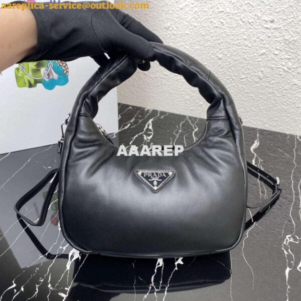 Replica Prada 1BA384 Prada Soft Padded Nappa Leather Mini Bag Black 6