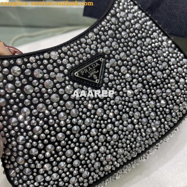 Replica Prada 1BC169 Prada Cleo satin bag with appliqués Black 4