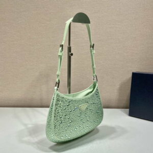 Replica Prada 1BC169 Prada Cleo satin bag with appliqués Green