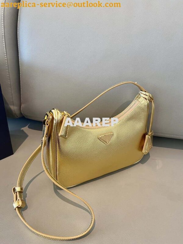 Replica Prada 1BC204 Saffiano Leather Mini-Bag Gold 4