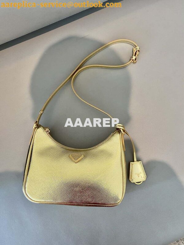 Replica Prada 1BC204 Saffiano Leather Mini-Bag Gold 5