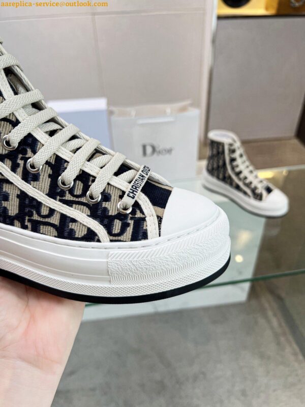 Replica Dior Walk'n'Dior High-top Platform Sneakers In Blue Oblique Embroidered Cotton 9