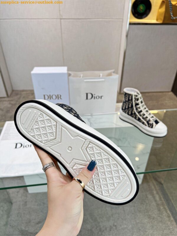 Replica Dior Walk'n'Dior High-top Platform Sneakers In Blue Oblique Embroidered Cotton 10