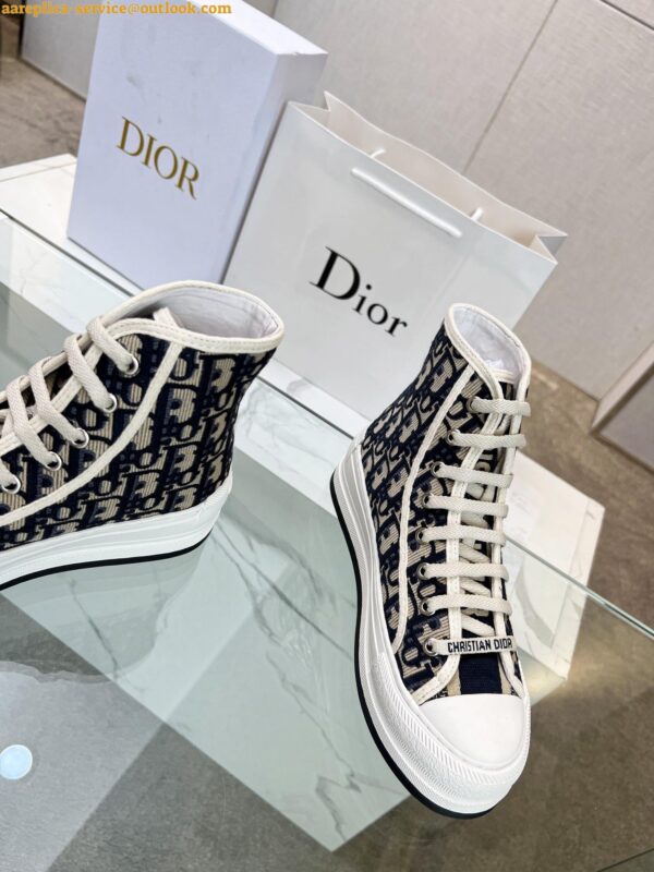 Replica Dior Walk'n'Dior High-top Platform Sneakers In Blue Oblique Embroidered Cotton 12