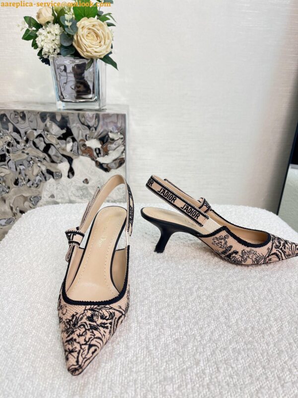 Replica Dior J'Adior Slingback Pumps 65mm In Nude Jardin Botanique Embroidery Cotton 6