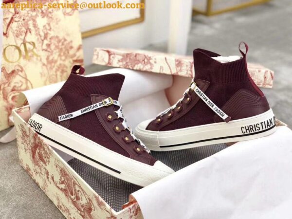 Replica Dior Walk'N'Dior Mid-top Sneakers In Bordeaux Technical Knit 6