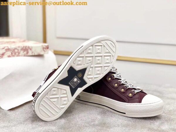 Replica Dior Walk'N'Dior Mid-top Sneakers In Bordeaux Technical Knit 9