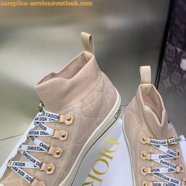 Replica Dior Walk'n'Dior Mid-top Sneakers In Nude Macrocannage Technical Mesh 7